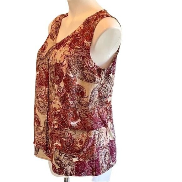 Roz & Ali Sleeveless Top with Chiffon Overlay Women's Size Medium - Picture 2 of 8